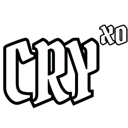 The word CRY written in a sharp white gothic font against a black background.