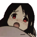 Kaguya Shinomiya looking flustered with a blushing face and open mouth.