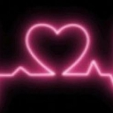 Heart-shaped EKG line glowing in pink against a black background.