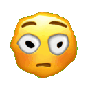 A yellow cartoon face with wide, shifting eyes and a small, nervous mouth.