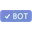 Discord bot tag with a white checkmark on a blue rectangular background.