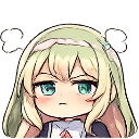 Anime girl with blonde hair and green eyes looking angry with a red vein symbol on her forehead.