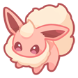 Flareon with a happy expression and fluffy fur.