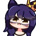 Ahri with fox ears and a crown shrugs her shoulders with a cute expression.