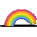 Rainbow wiggling and bouncing back and forth in a rhythmic motion.