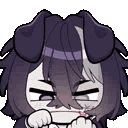 A stylized character with dog ears looking suspicious with squinted eyes and a pursed mouth.