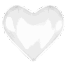 Glossy heart with a polished, reflective 3D surface.