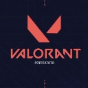 Valorant logo in red on a dark background.