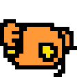 Orange pixel creature suddenly bursting into tears and crying.