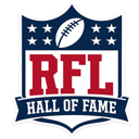 RFL Hall of Fame logo featuring a football icon on a blue and red shield.
