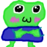 A simple green frog character with a shy uwu face and pink blushing cheeks.