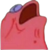 Patrick Star with a heavily distorted, shocked facial expression.