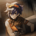 Anime boy with goggles and a serious expression looking forward.