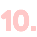 Number ten in a pink pixelated font against a black background.