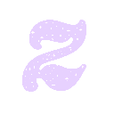 Letter Z in a cursive font filled with tiny white sparkling stars on a black background.