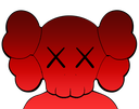 KAWS Companion character with signature X eyes in a solid red color.