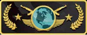Global Elite rank emblem featuring a blue globe, gold swords, and gold laurel leaves on a black background.