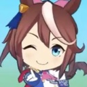 Uma Musume character winking with a cheerful expression.