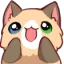 A cute cat with one blue eye and one green eye looking excited with its mouth open.