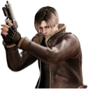 Leon Kennedy holding a handgun in a tactical stance.