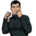 Sterling Archer stands with his fists raised in a boxing stance.