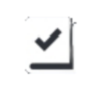 Checkmark symbol centered on a white document icon.