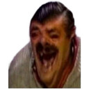 El Risitas laughing hysterically with his mouth wide open and eyes squinted.