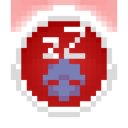 A red circular icon with white Zzz text and a blue sleeping figure symbol inside.