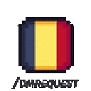 Romanian flag in pixel art style with the text dayrequest underneath.