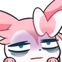 Sylveon with heavy bags under its eyes looking exhausted and unimpressed.
