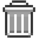 Trash can icon rendered in a simple pixel art style.