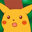 Pikachu with a wide-eyed, open-mouthed expression of shock against a green background.