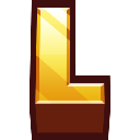 A shiny, three-dimensional golden letter L block.