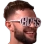 Man wearing novelty sunglasses that spell out BOSS with a confident, smirking expression.
