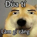 Shiba Inu dog with a deadpan Roblox face and Vietnamese text overlay.