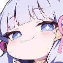 Anime girl with a smug, mischievous expression and light blue hair.