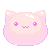 A cute purple round cat-like blob with a happy expression and small ears in pixel art style.