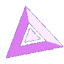 Four colorful geometric gemstone shapes in purple, green, and gold colors.