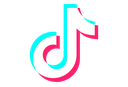 TikTok logo featuring a stylized musical note in white with cyan and magenta glitch effects on a black background.