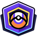Pokémon Unite logo featuring a stylized Pokéball inside a purple hexagon.