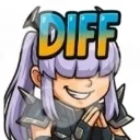 Anime girl with purple hair and armor wearing a smug expression with the word DIFF written above her head.