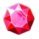 A faceted red ruby gemstone with a bright pink center glow.