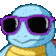 Squirtle wearing colorful sunglasses with a cool and confident expression.