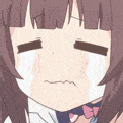Chocola from Nekopara with a wide open mouth and closed eyes crying dramatically.