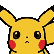 Pikachu staring forward with a blank and slightly suspicious expression.