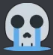 Skull with blue tears streaming from its empty eye sockets.