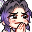 Shinobu Kocho with a skeptical, disgusted expression and hands pressed together.