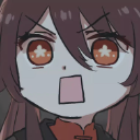 Anime girl with a shocked expression and star-shaped highlights in her eyes.