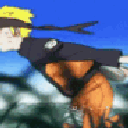 Naruto Uzumaki running with his arms trailing behind him in his signature ninja style.