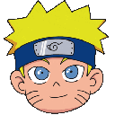 Naruto Uzumaki changing facial expressions from neutral to a wide happy grin.